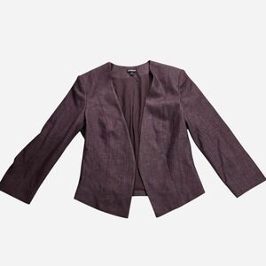 Express Womens Plum Purple Marl Collarless Open Front Blazer Jacket Size 2